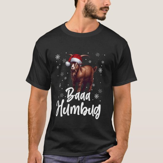 T-shirt Baaa Humbug Funny Santa Hat Chèvre Xmas Snowflakes (Devant)