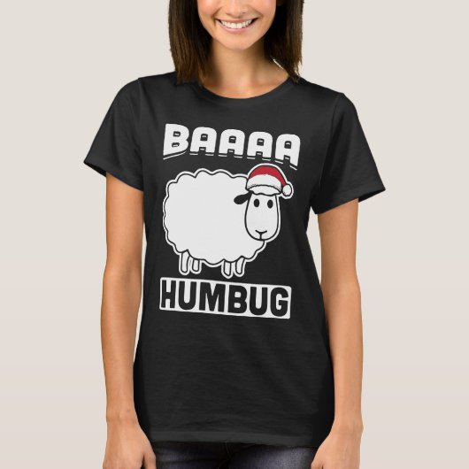 T-shirt Baaaa Humbug Funny Sheep Anti Xmas Scrooge Grumpy (Devant)