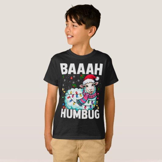 T-shirt Baaah Humbug Sheep Xmas Lights Funny Anti Christma (Devant entier)