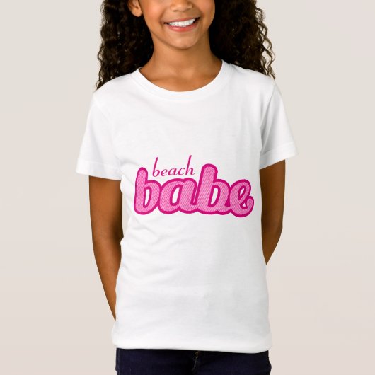 T-Shirt babe de plage jolie denim rose chaud filles t-shir (Devant)