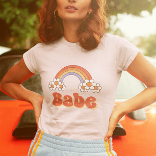 T-shirt Babe Retro Daisy Rainbow Super les années 70 Bache