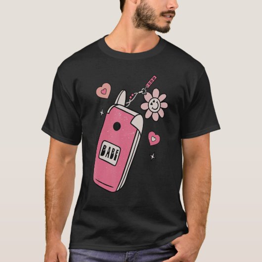 T-shirt Babe Smart Phone Super Retro Happy Valentine's Da (Devant)