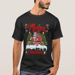 T-shirt Baboon Xmas Arbre Éclairage Père Noël Baboon Noël