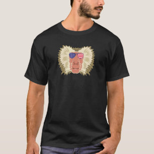 T-shirt Babouin Cool Avec Des Lunettes De Soleil Drapeau U