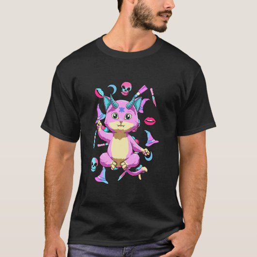 T-shirt Baby Baphomet Chat Pastel Goth Et Nu Goth (Devant)