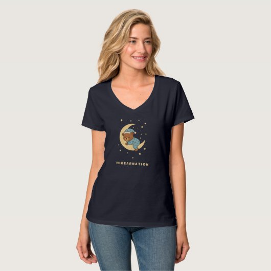 T-shirt Baby Bear Hibernating on Moon (Devant entier)