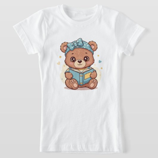 T-Shirt Baby Bear Reading a Book (Poser)