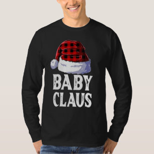 T-shirt Baby Claus Santa Hat Red Buffalo Plaid Christmas F