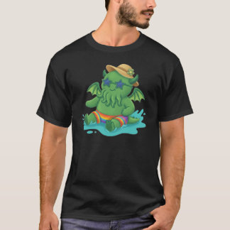 T-shirt Baby Cthulhu frolicking in water