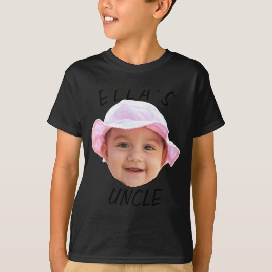 T-shirt Baby Face Photo Text New Uncle  (Devant)