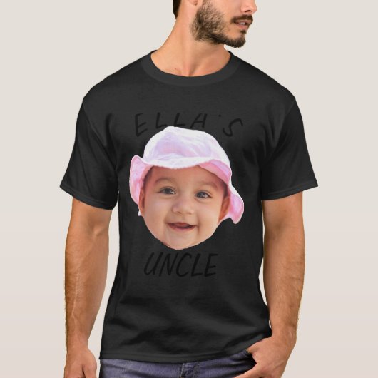 T-shirt Baby Face Photo Text New Uncle (Devant)