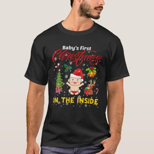 T-shirt Baby First Christmas On The Inside Pregnancy Chris (Devant)