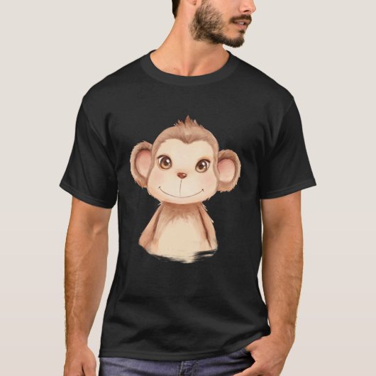 T-shirt Baby Monkey Infant Watercolor (Devant)