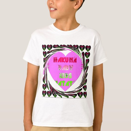 T-shirt Baby Pink Hearts Hakuna Matata Baby Kids Design.p (Devant)
