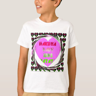 T-shirt Baby Pink Hearts Hakuna Matata Baby Kids Design.p