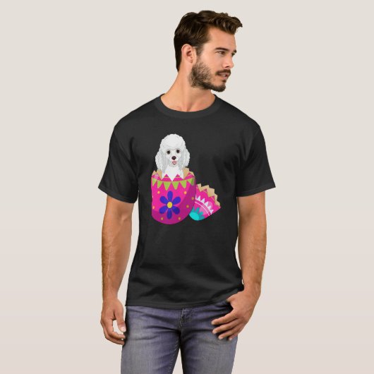 T-shirt Baby Poodle Hatching From Easter Egg Easter Day (Devant entier)