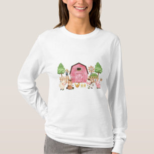 T-shirt Baby shower d'animaux de ferme roses