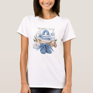 T-shirt Baby shower d'aquarelle Florale bleu moderne