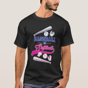 T-shirt Baby shower De Baseball Rose Ou Bleu Ou Softball