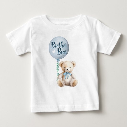 T-shirt Baby shower d'ours de frère bleu (Devant)