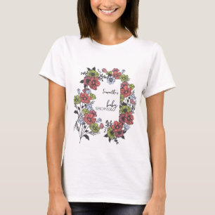T-shirt Baby shower Fleur sauvage Pastel coloré