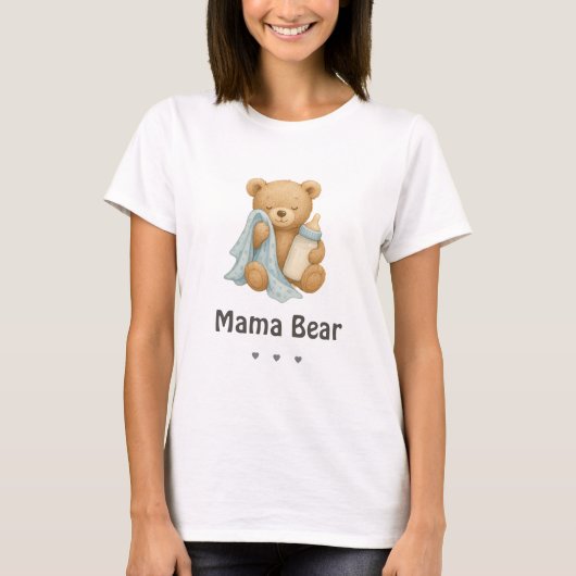 T-shirt Baby shower Ours Mama (Devant)