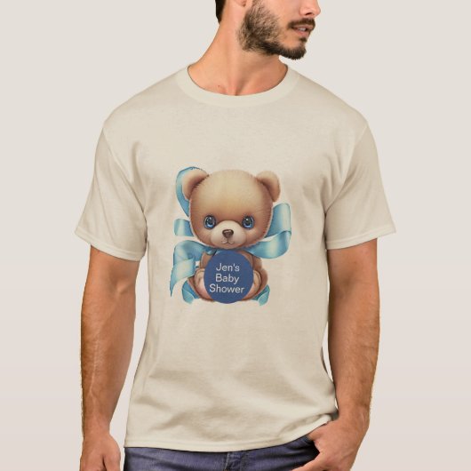 T-shirt Baby shower personnalisé Teddy Bear Blue (Devant)