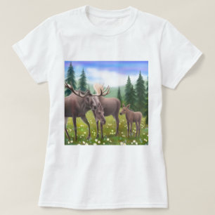 T-shirt Babydoll de dames de famille d'orignaux