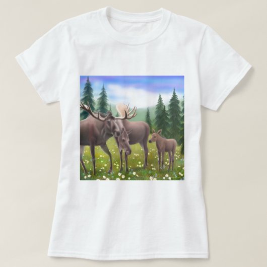 T-shirt Babydoll de dames de famille d'orignaux (Design devant)