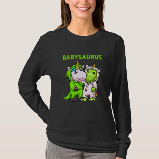 T-shirt Babysaurus Père Avec Fils Bébé Ou Fille Partenaire (Devant)