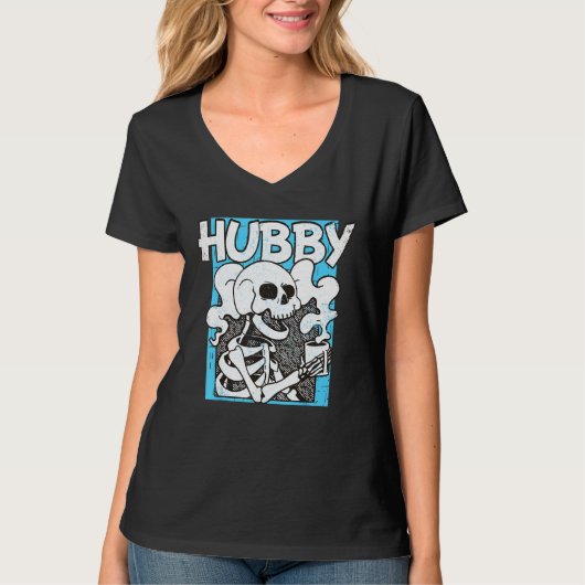 T-shirt Bachelor Party Skeleton Drinking Coffee New Husban (Devant)