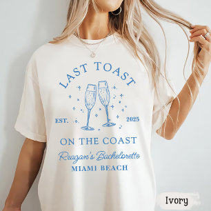 T-shirt Bachelorette Côtière Moderne Cocktail Party Blue