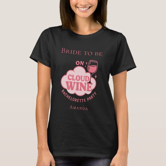 T-shirt Bachelorette fête sur le vin nuage mariée noir (Devant)