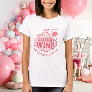T-shirt Bachelorette fête sur le vin rose nuage