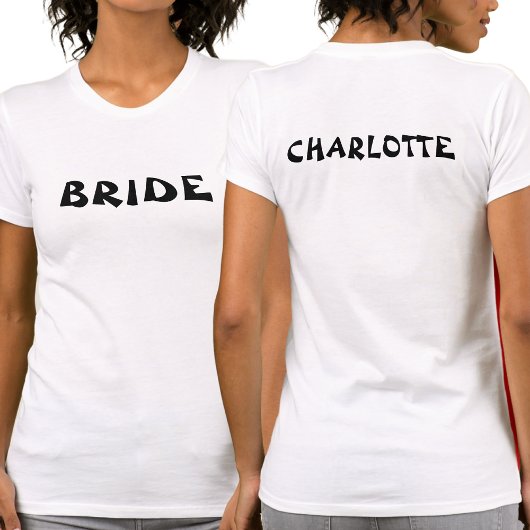 T-shirt Bachelorette Mariée À Personnaliser Blanc