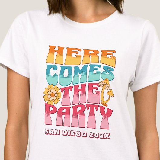 T-shirt Bachelorette Parti Super Rétro Wavy Bridesmaid