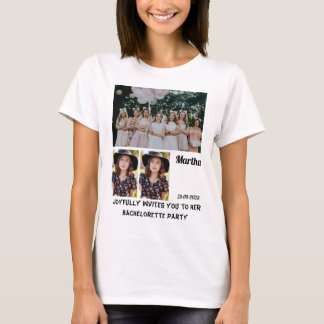T-shirt Bachelorette Party personnalisé 3 Photo Collage