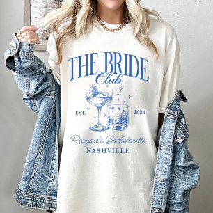 T-shirt Bachelorette Party Retro Cocktail Blue Bride