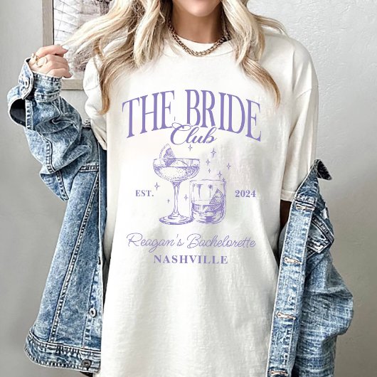 T-shirt Bachelorette Party Retro Cocktail Purple Bride