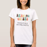 T-shirt Bachelorette Party Retro Dancing Queens Custom<br><div class="desc">Custom Bachelorette Party Retro Dancing Queens T-Shirt vous pouvez customiser avec le nom de la mariée. Chemise design rétro de mariée parfaite. Utilisez notre "outil de design" pour une personnalisation plus poussée.</div>