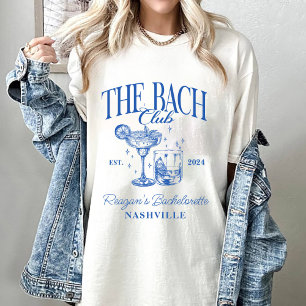 T-shirt Bachelorette personnalisée Retro Cocktail bleu