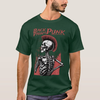 T-shirt Back Pain est Punk Old Punk Rocker Skeleton Mohawk