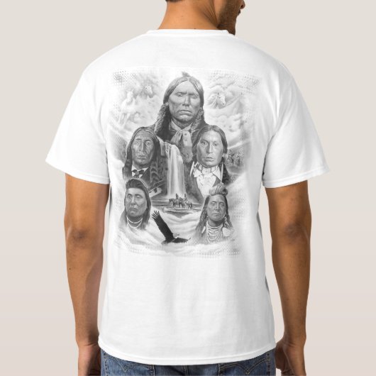 T-shirt Back Print Indian Chiefs Native Americans Mens (Dos)