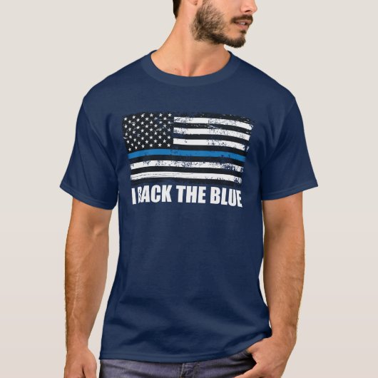T-shirt Back the Blue Thin line USA Flag MAGA WWG1WA (Devant)