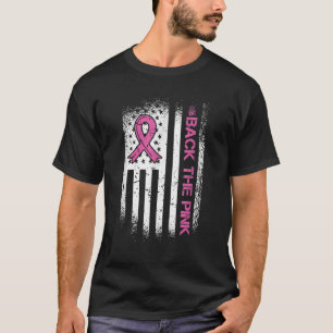 T-shirt Back The Pink Ribbon American Flag Breast Cancer A