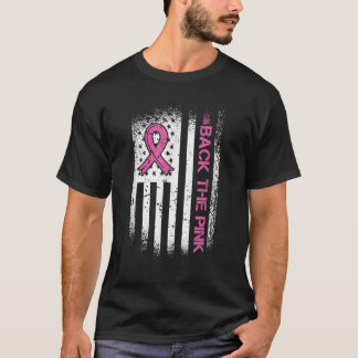 T-shirt Back The Pink Ribbon American Flag Breast Cancer A