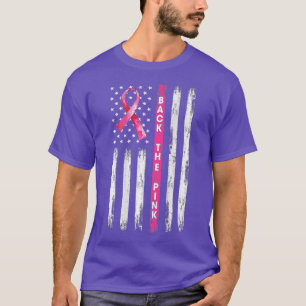 T-shirt Back The Pink Ribbon American Flag Breast Cancer A