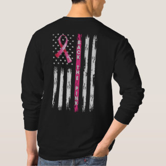T-shirt Back The Pink Ribbon American Flag Breast Cancer T