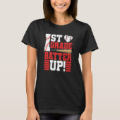 T-shirt Back To School 1st Grade Batter Up Baseball First (Devant)