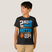 T-shirt Back To School 2nd Grade Batter Up Baseball First (Devant entier)